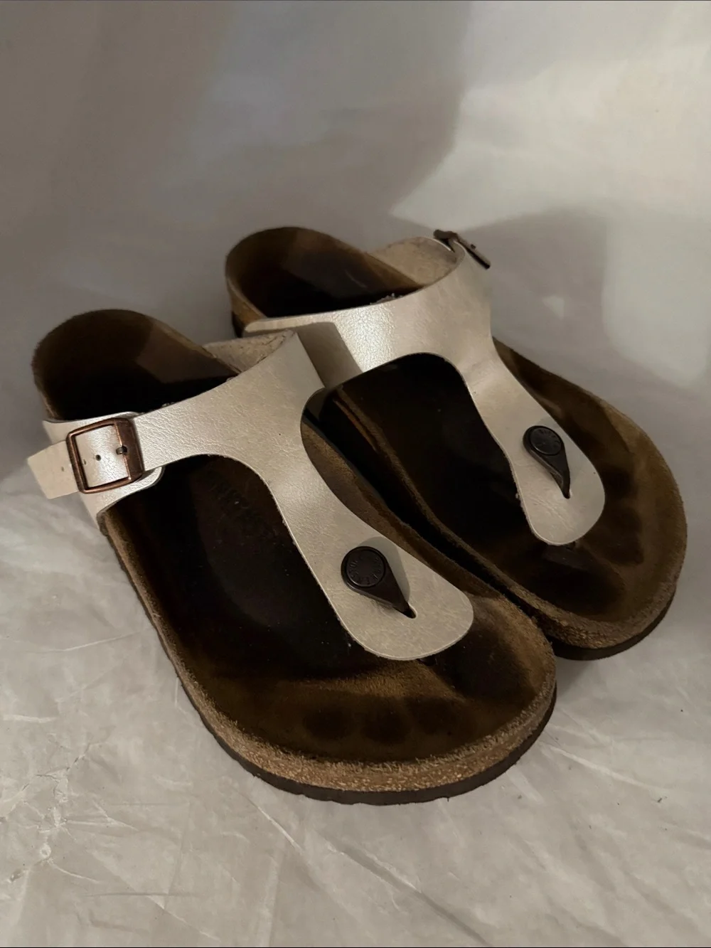 Birkenstock Beige T-Strap Toe-Post Sandals Size 38